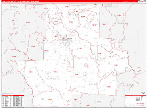 Pine Bluff Metro Area Wall Map